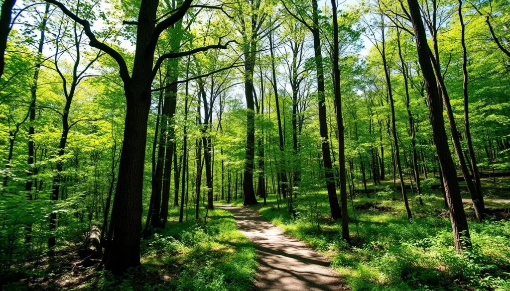 Hiking trail in Lynch's Woods Park, Newberry