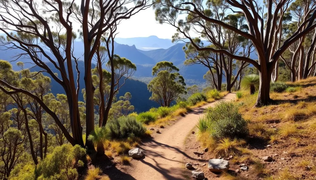 Hiking trail in Moogerah Peaks National Park near Mount Alford Queensland Hiking trail in Moogerah Peaks National Park near Mount Alford Queensland