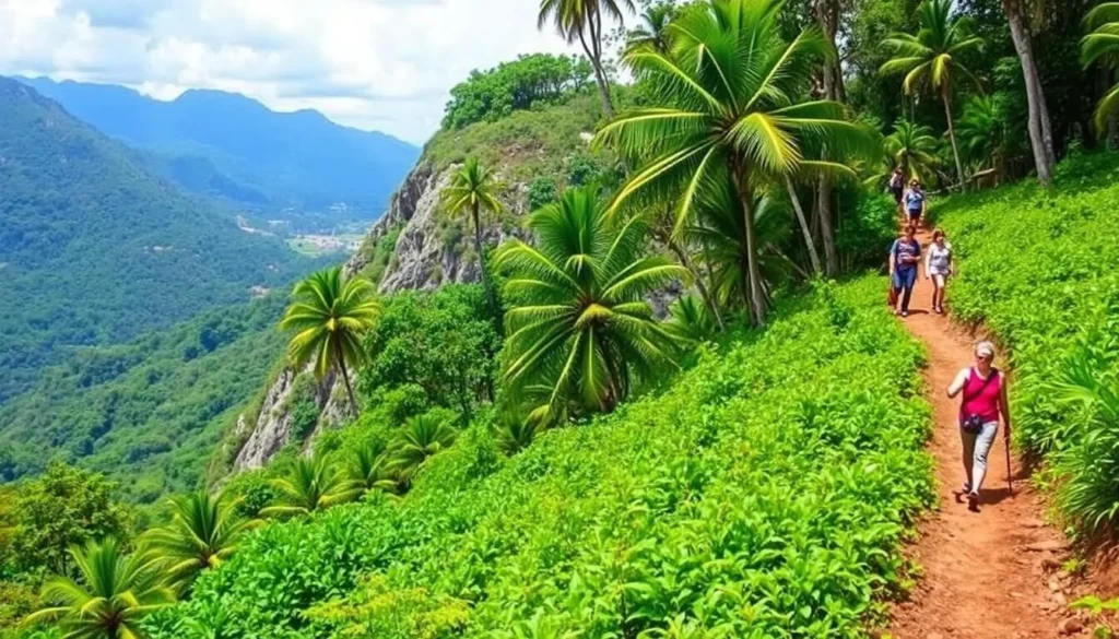 Hiking trail in Sierra Maestra mountains near Bayamo with lush tropical vegetation