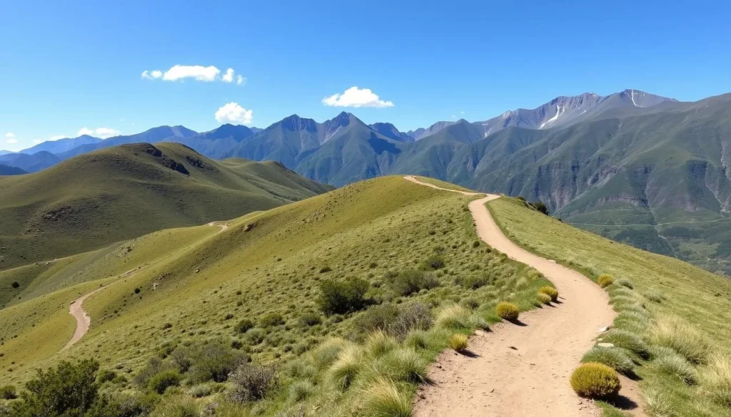 Hiking trail in Tunari National Park with mountain views