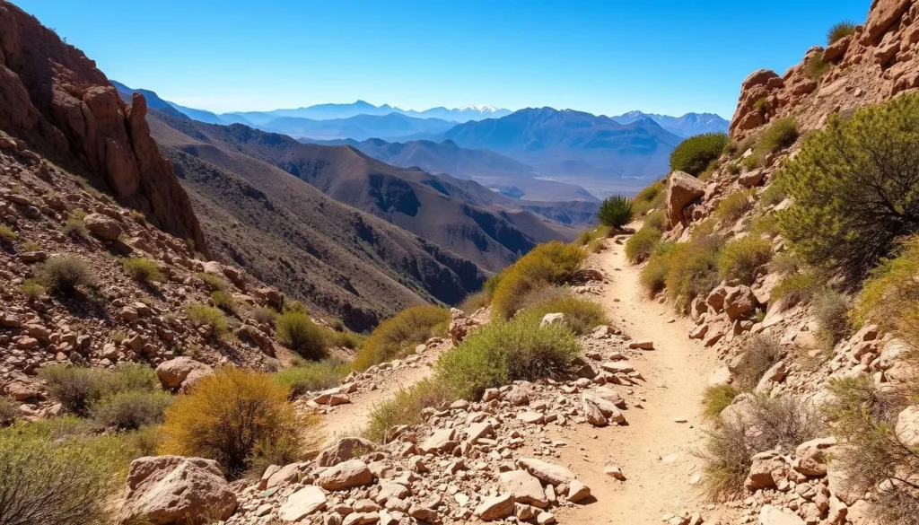 Hiking trail in the Atlas Mountains near Beni Mellal with scenic views