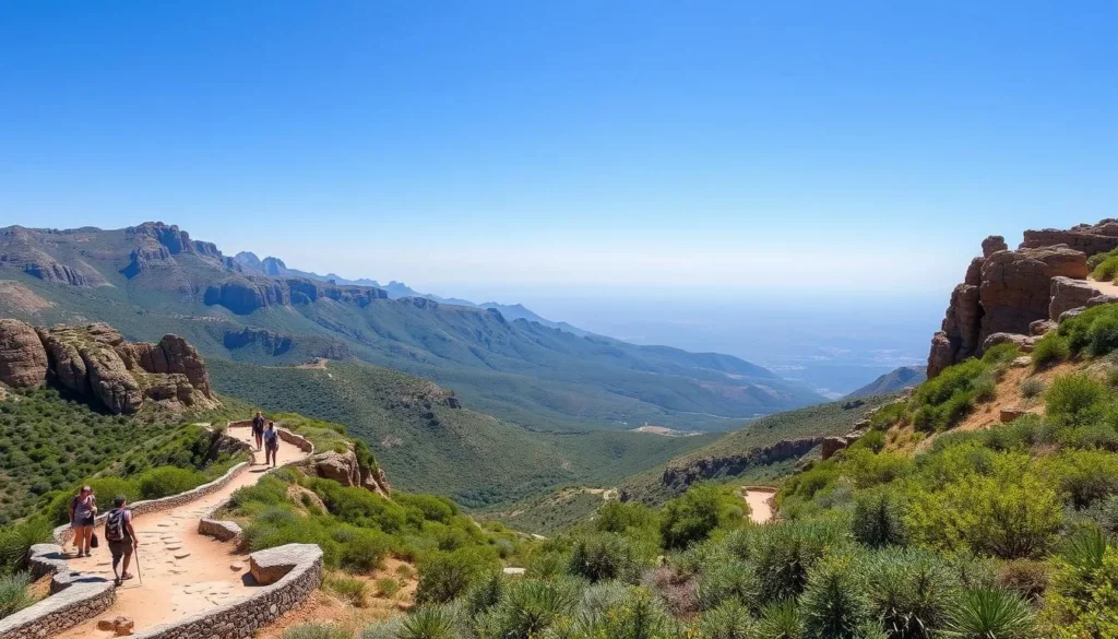 Hiking trail in the Rif Mountains near Souk El Arbaa with panoramic views