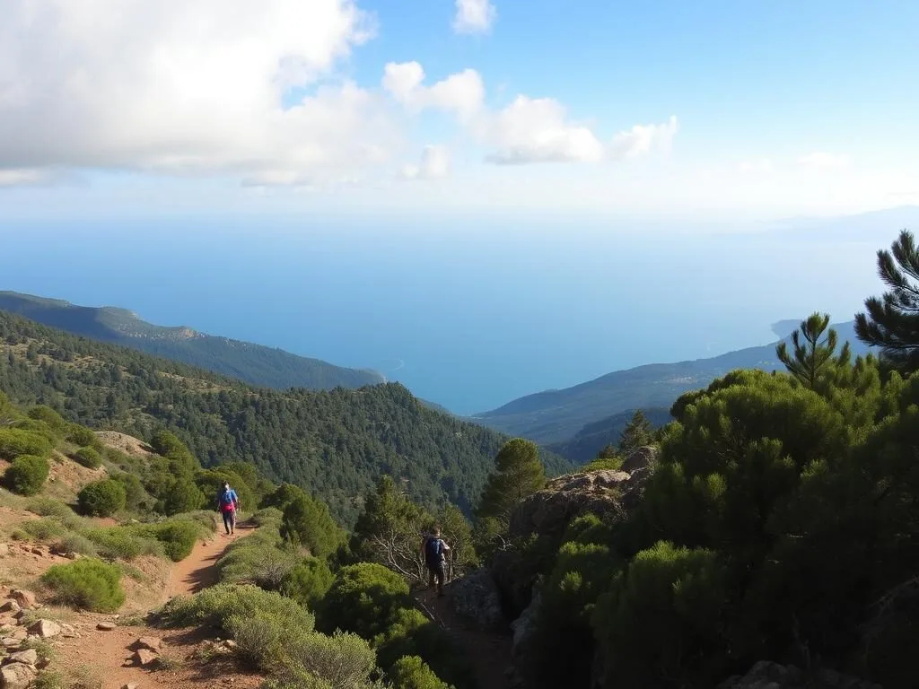 Hiking trail in the mountains near M'diq Morocco with Mediterranean views