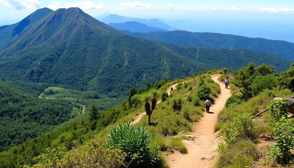 Hiking trail near Gunung Tangkuban Perahu with scenic mountain views