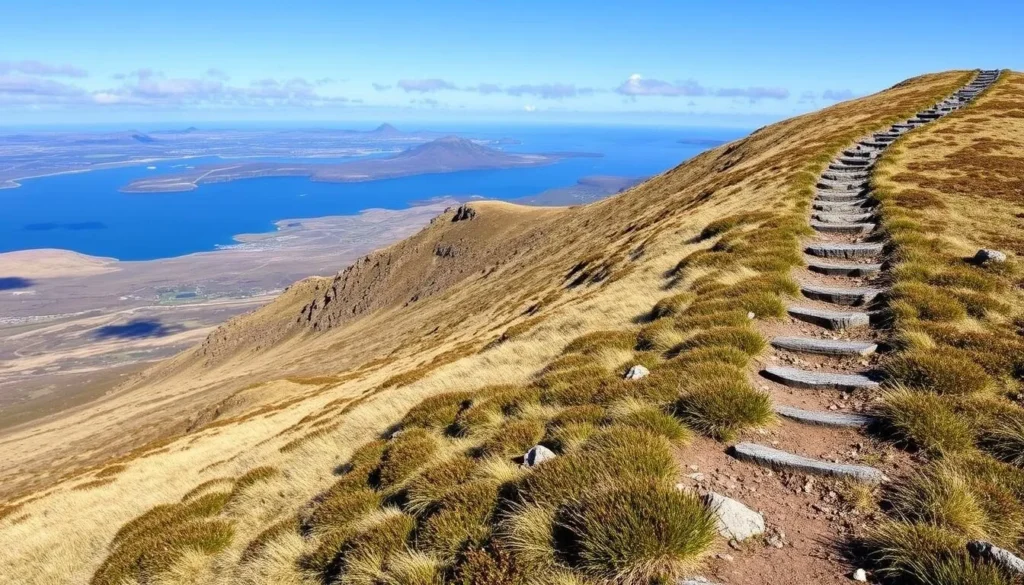 Hiking trail on First Mountain, Pebble Island with panoramic views