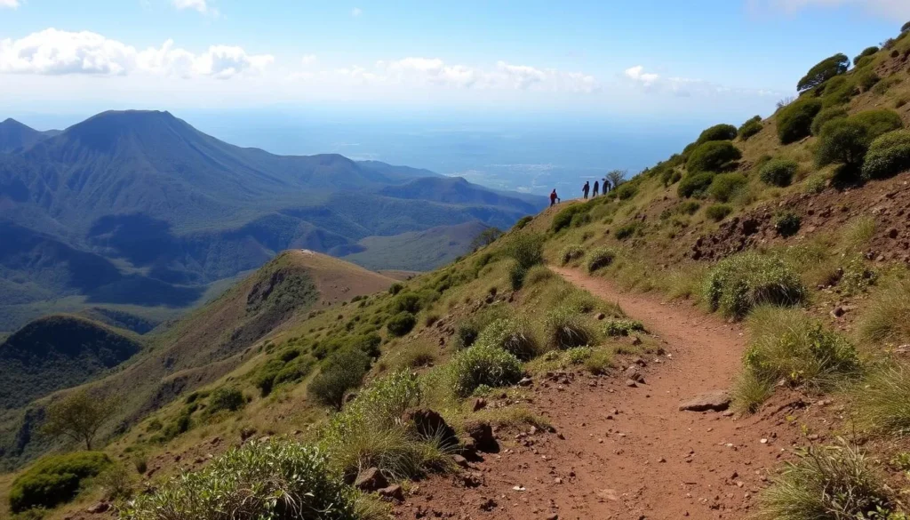 Hiking trail on Imbabura Volcano near Ibarra with panoramic views