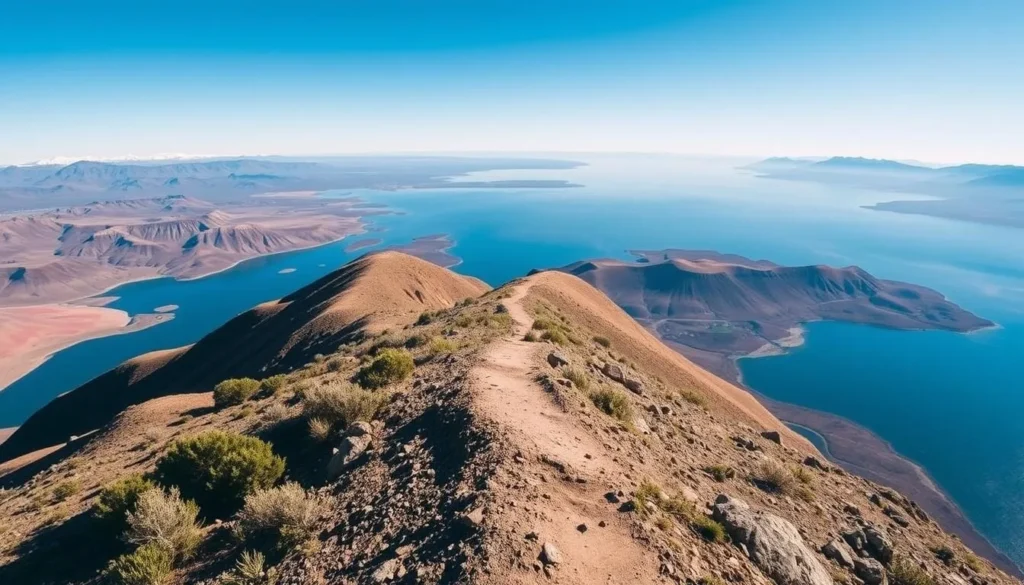 Hiking trail on Isla del Sol with panoramic views of Lake Titicaca