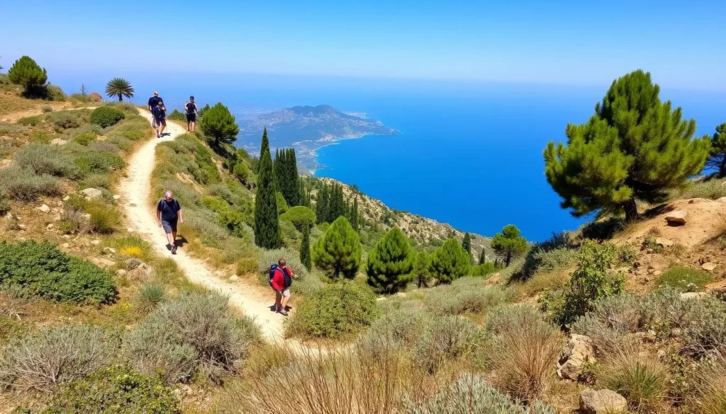 Hiking trail on the Chekka-Hamat plateau with Mediterranean Sea views
