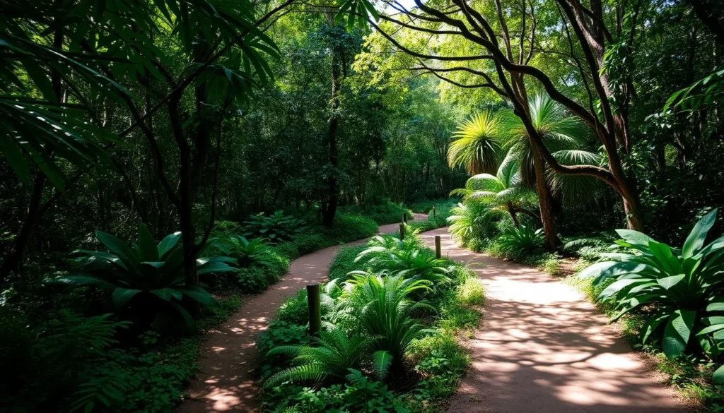Hiking trail through Port Royal National Park with tropical vegetation