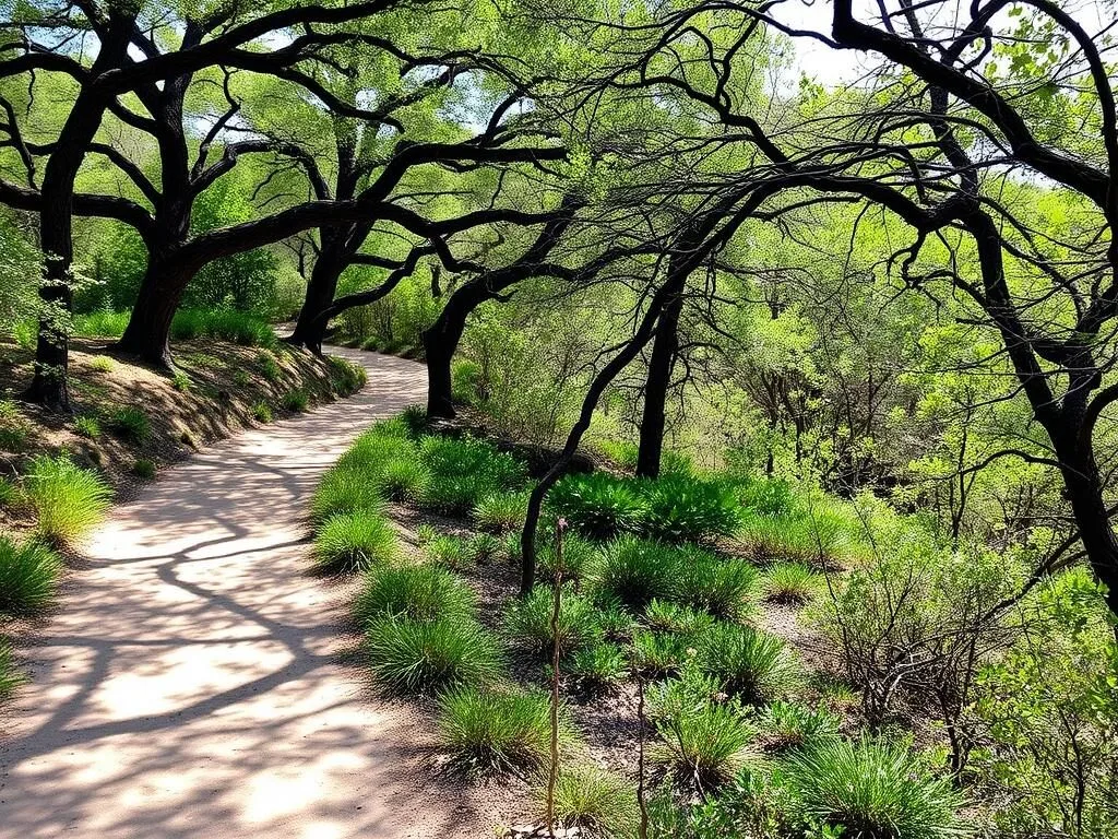 Hiking trail through Purgatory Creek Natural Area in San Marcos Hiking trail through Purgatory Creek Natural Area in San Marcos