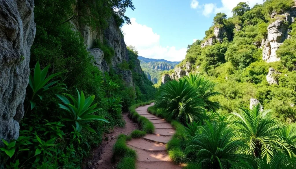 Hiking trail through karst formations near Arecibo Puerto Rico