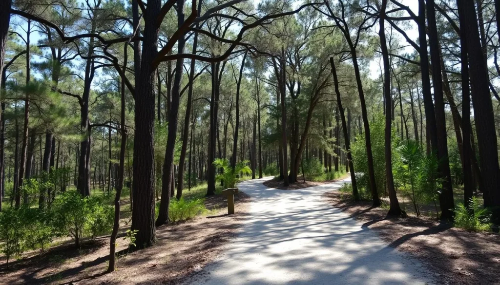 Hiking trail through pine flatwoods at Lake Manatee State Park Hiking trail through pine flatwoods at Lake Manatee State Park