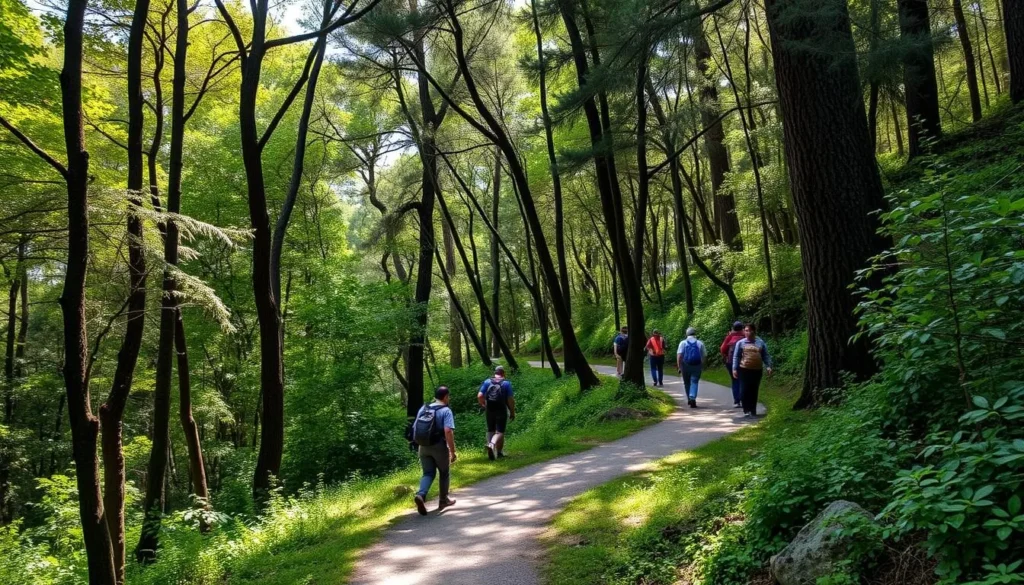 Hiking trail through the forested area of Fuentes Brotantes de Tlalpan National Park
