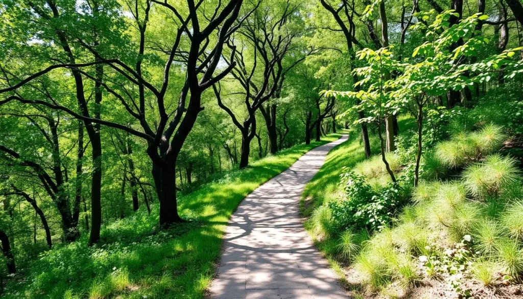 Hiking trail through the oak forests of Karm Chbat Nature Reserve in Kobayat Lebanon