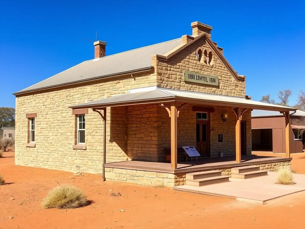 Historic Birdsville Courthouse Museum exterior in Birdsville, Queensland Historic Birdsville Courthouse Museum exterior in Birdsville, Queensland