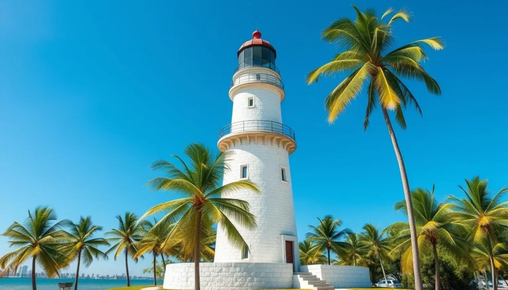 Historic Boca Chita Lighthouse on Boca Chita Key in Biscayne National Park, Florida Historic Boca Chita Lighthouse on Boca Chita Key in Biscayne National Park, Florida