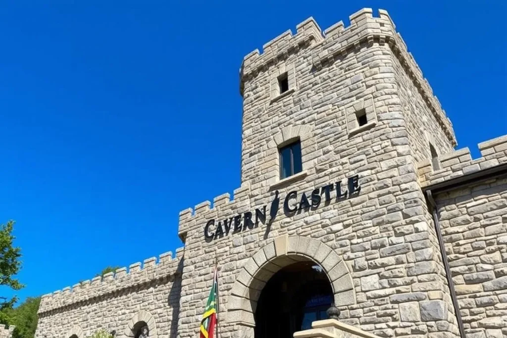 Historic Cavern Castle entrance building at Ruby Falls