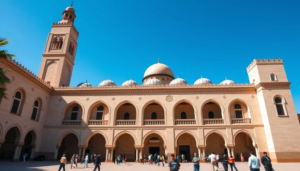 Historic Hassan II Mosque in Settat with visitors