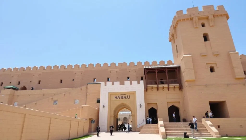 Historic Ibri Castle with traditional Omani architecture and defensive walls