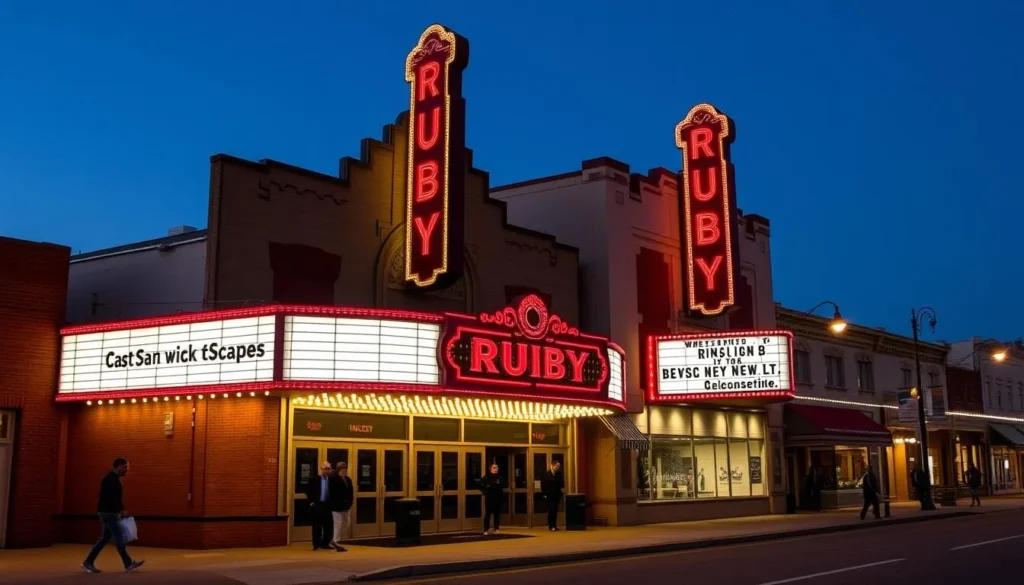 Historic Ruby Theatre in downtown Chelan with its classic marquee