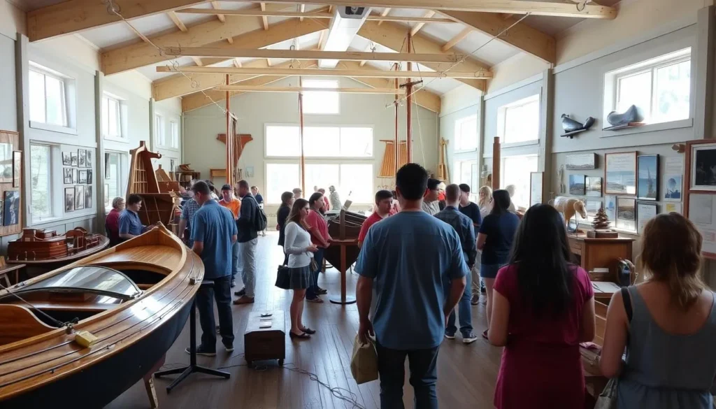 Historic Tahoe maritime museum displaying wooden boats near Kings Beach