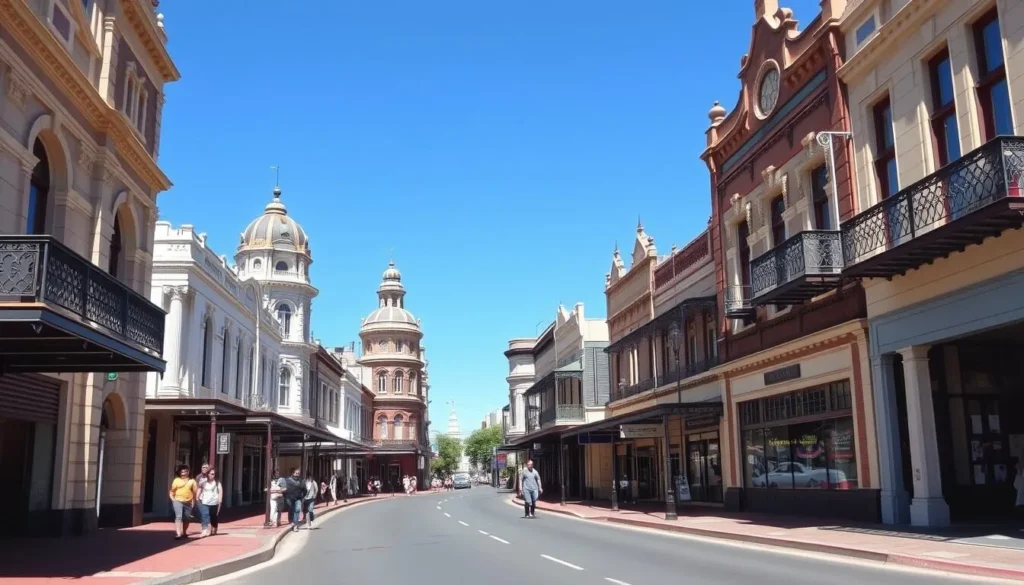 Historic buildings along Argent Street in Broken Hill, New South Wales