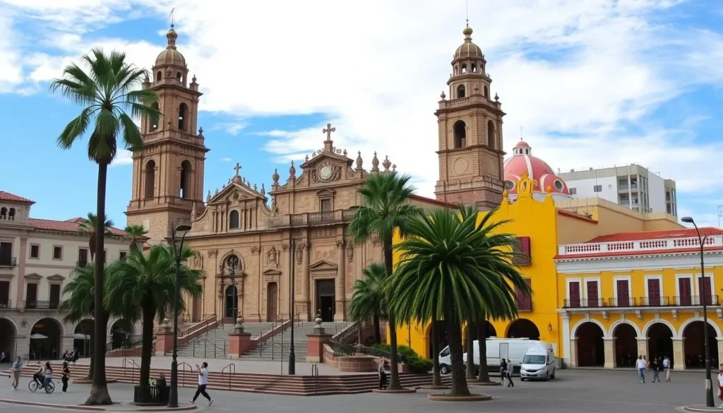 Historic center of Chihuahua City with cathedral and colonial architecture Historic center of Chihuahua City with cathedral and colonial architecture