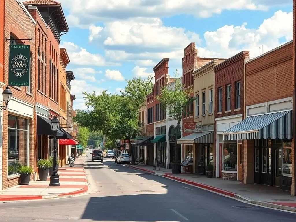 Historic downtown Cleburne with charming storefronts and architecture