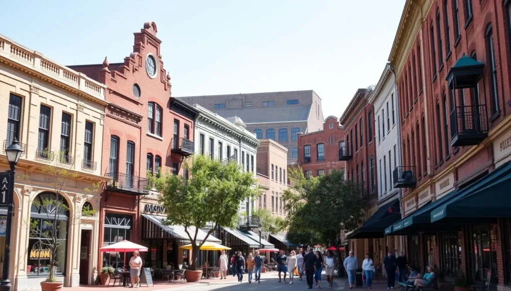 Historic downtown McKinney square with shops and restaurants