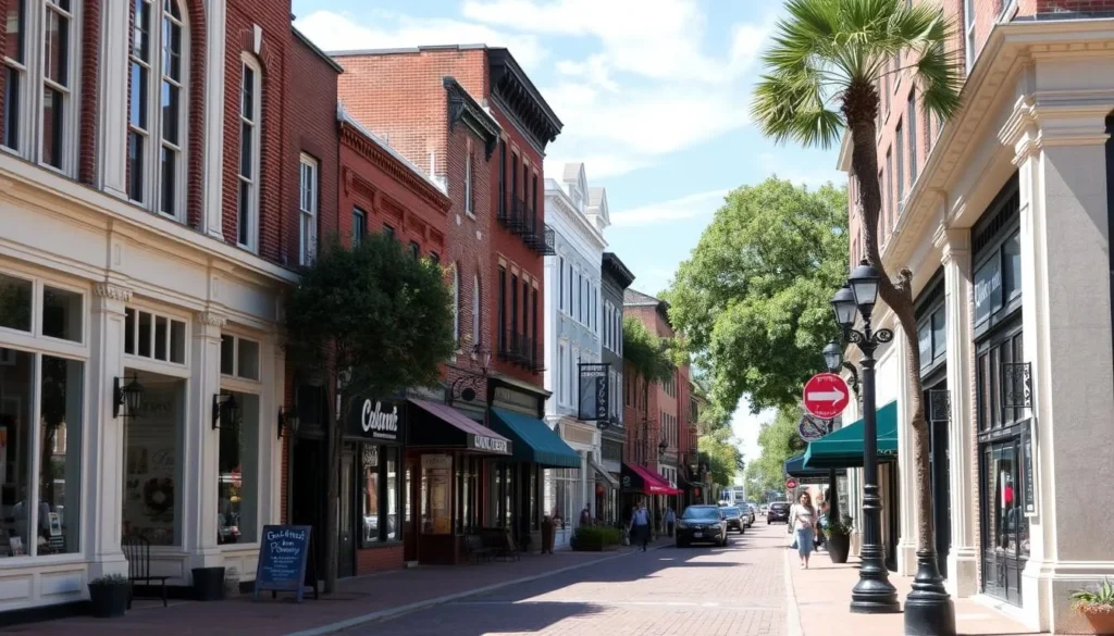 Historic downtown Newberry street with shops and restaurants