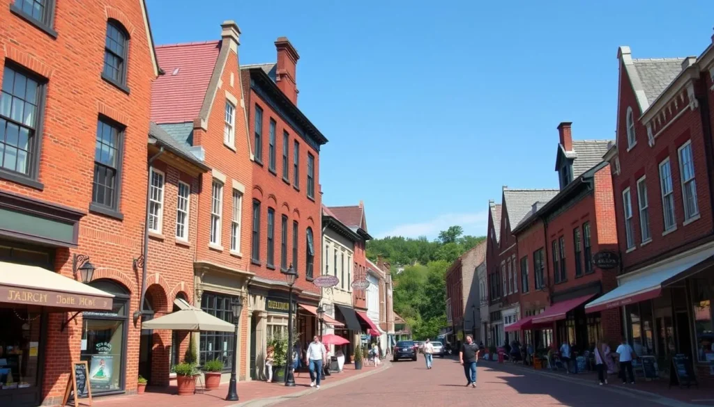 Historic downtown Shepherdstown with shops and restaurants along German Street