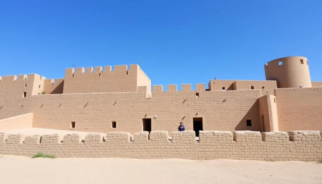 Historic fort in Al Amerat Province with traditional Omani architecture