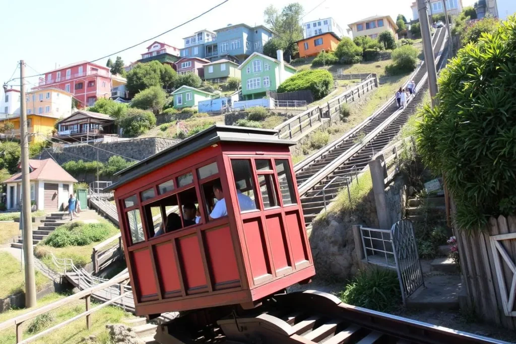 Historic funicular in Valparaiso Chile, one of the best things to do for tourists