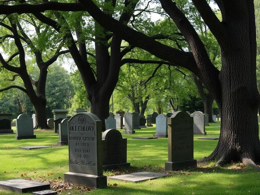 Historic gravestones at Old Colony Burying Ground in Granville Ohio