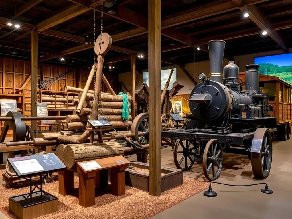 Historic logging equipment at the Texas Forestry Museum in Lufkin