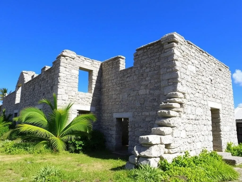 Historic ruins in Codrington Village near 17 Mile Beach Antigua and Barbuda