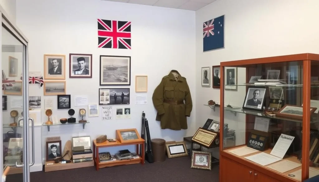 Historical artifacts from the 1982 conflict at Port Howard Museum on West Falkland Island