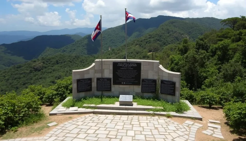 Historical monument at La Comandancia de la Plata in Sierra Maestra with Cuban revolutionary significance