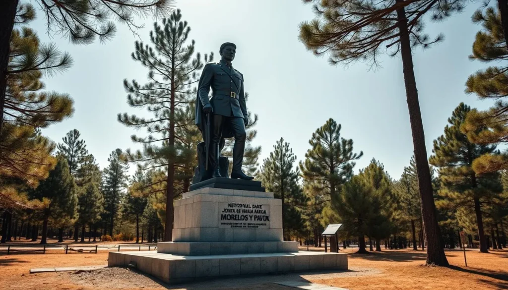 Historical monument to José María Morelos y Pavón within the national park Historical monument to José María Morelos y Pavón within the national park