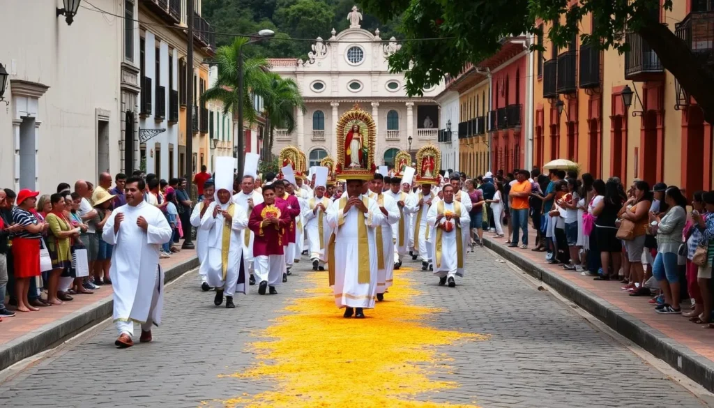 Holy Week procession through the streets of Santa Rosa de Copan