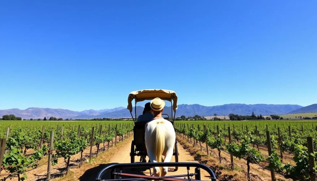 Horse-drawn carriage tour through Colchagua Valley vineyards Horse-drawn carriage tour through Colchagua Valley vineyards