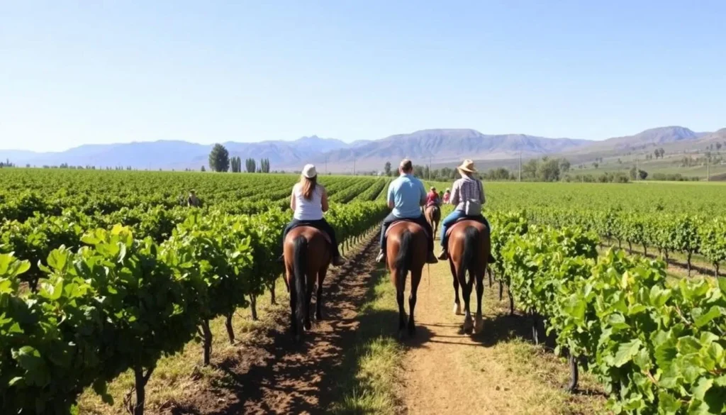 Horseback riding through Colchagua Valley vineyards in Santa Cruz Chile
