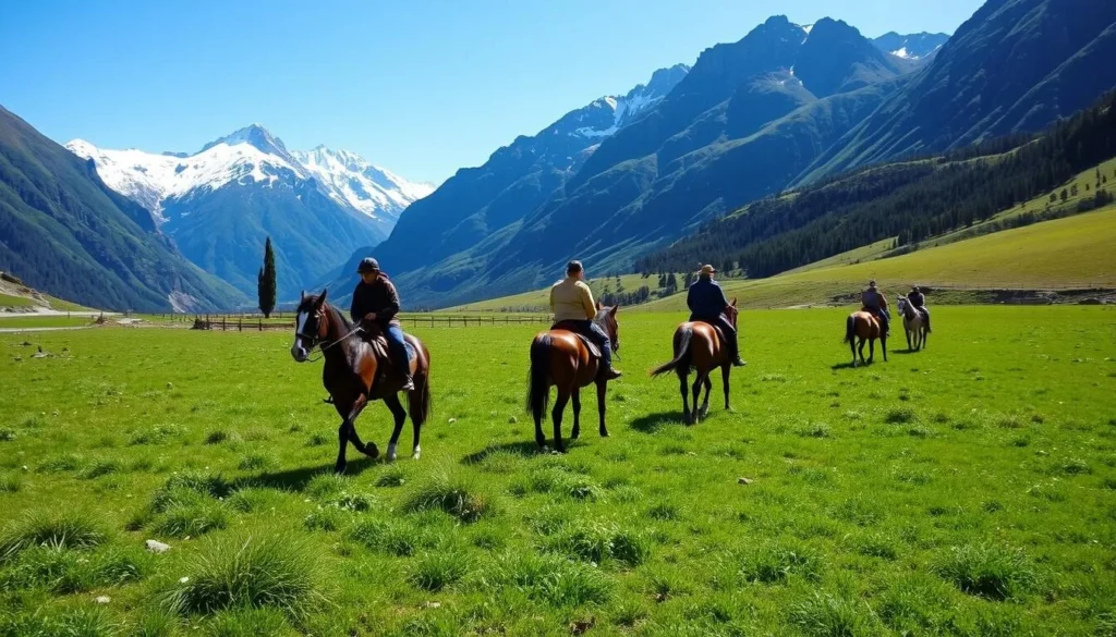 Horseback riding through scenic Paradise Valley near Glenorchy