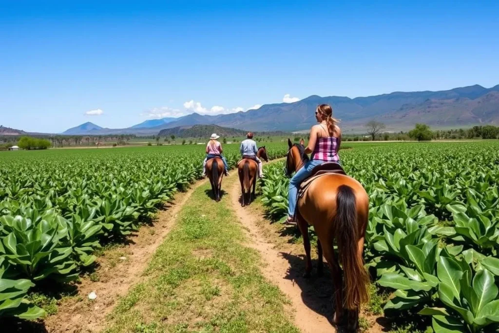Horseback riding tour through tobacco fields near Cabaiguan