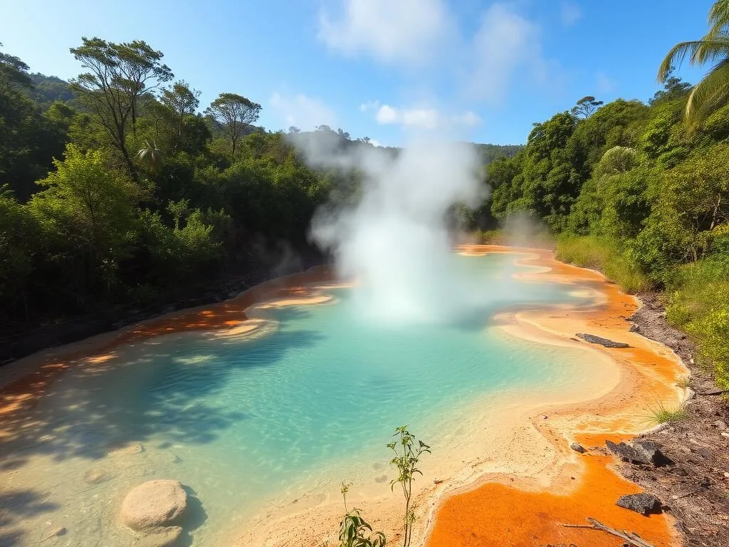 Hot springs with steam rising in Bogani Nani Wartabone National Park