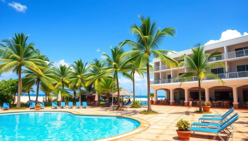 Hotel Brisas Covarrubias, a beachfront resort in Las Tunas with palm trees and white sand beach