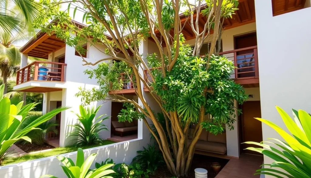 Hotel Moka in Las Terrazas with its distinctive architecture integrating trees into the building design Hotel Moka in Las Terrazas with its distinctive architecture integrating trees into the building design