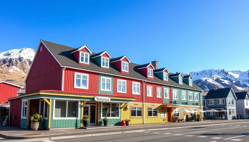 Hotel Sisimiut exterior with mountain views in Sisimiut, Greenland