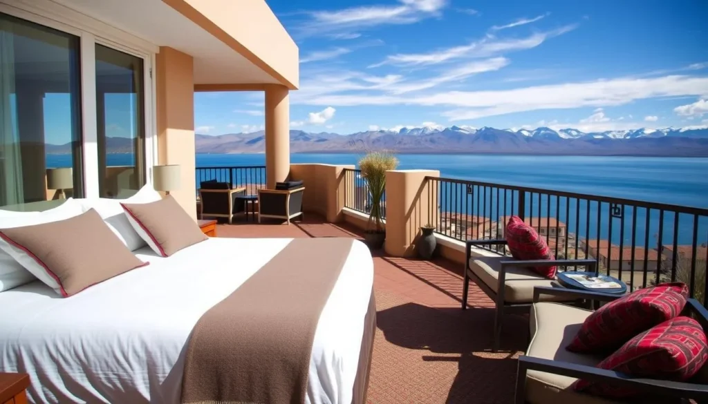 Hotel with view of Lake Titicaca in Copacabana, Bolivia