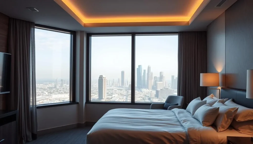 Hotel with view of Los Angeles skyline near Kenneth Hahn State Recreation Area